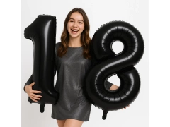 Balony foliowe cyfra 18 czarne - 86 cm - 2 szt.
