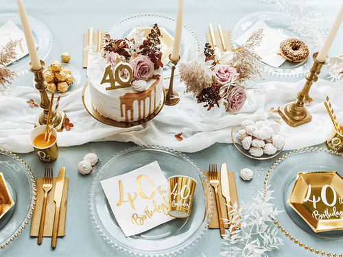 Talerzyki na czterdzieste urodziny złote - 20 cm - 6 szt.