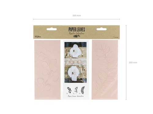 Dekoracja Gałązki z listkami pudrowy róż - 9 szt.
