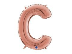 Balon foliowy litera C różowe złoto - 66 cm - 1 szt.