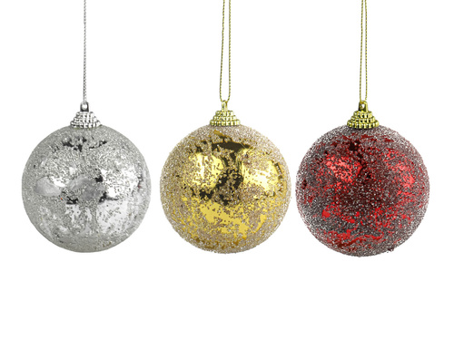 Bombki choinkowe złote, srebrne i bordowe - 12 szt.