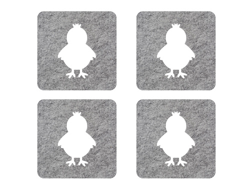Podstawka kwadratowa pod kubek - Kurczaczek - 10 cm - 4 szt.