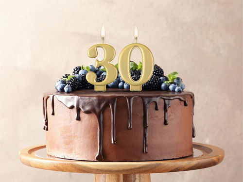 Świeczka cyferka metaliczna złota - 0 - zero