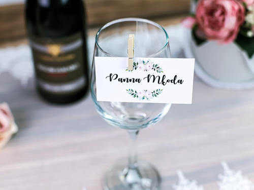 Winietki personalizowane z klamerkami na kieliszki - 30 szt.