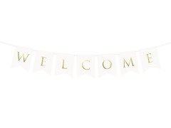 Baner Welcome, biały - 95 cm - 1 szt.