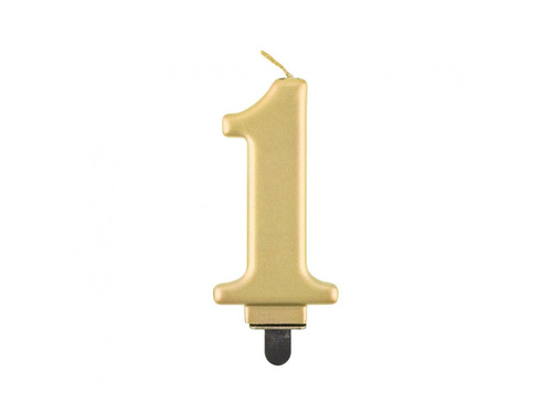Świeczka cyferka metaliczna złota - 1 - jeden