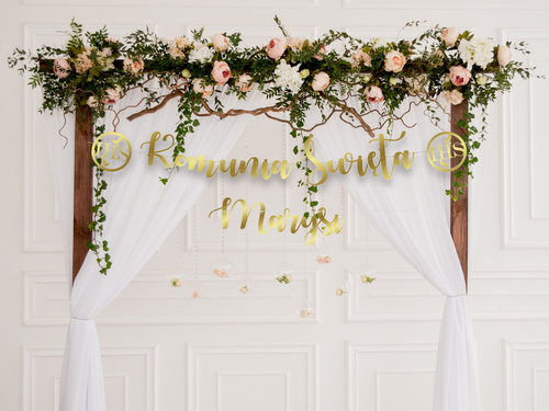 Baner z personalizowanym imieniem złoty - 70 cm - 1 szt.