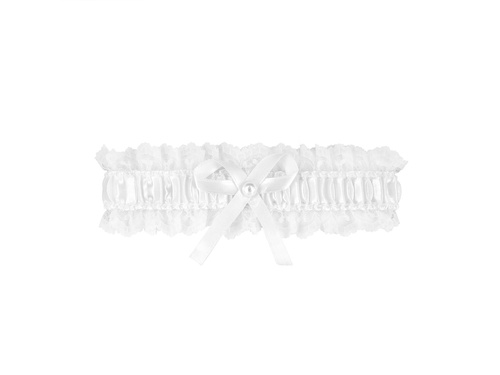 Podwiązka koronkowa biała z kokardką - 1 szt