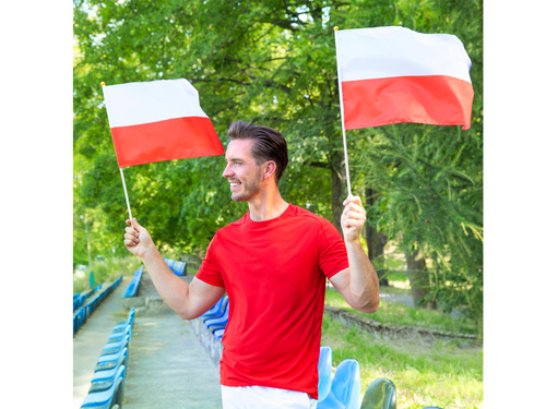 Polska flaga narodowa na patyku - 30 x 45 cm - 5 szt.