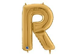 Balon foliowy złota litera R - 66 cm - 1 szt.