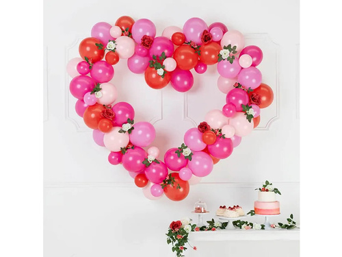 Girlanda balonowa czerwona ze stelażem Serce - 104 elementy