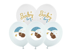 Zestaw balonów lateksowych Baby boy z misiem - 30 cm - 6 szt.