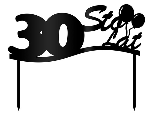 Topper z pleksi czarny na tort 30 urodziny - 1 szt.