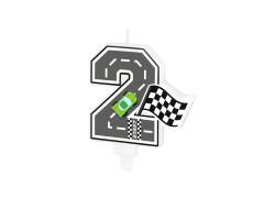 Świeczka cyferka Wyścigówki - 2 - 7 cm - 1 szt.