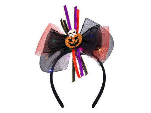 Opaska Kokardka z dynią i lampkami LED - 1 szt.