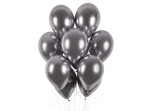 Balony lateksowe shiny grafitowe - 33 cm - 5 szt.