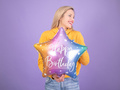 Balon foliowy gwiazda Happy Birthday ombre - 40 cm - 1 szt.
