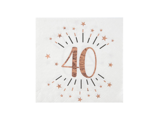 Serwetki na czterdzieste urodziny Sparkling różowe złoto - 33 cm - 10 szt.