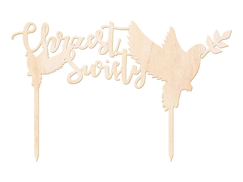 Topper drewniany na tort Chrzest Święty - 1 szt.