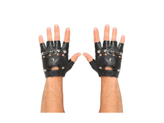 Skóropodobne rękawiczki nabijane ćwiekami bez palców