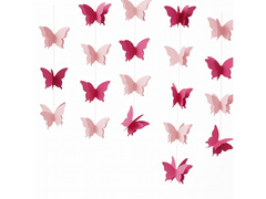 Dekoracja wisząca Motylki różowe 3D - 3 m - 1 szt.