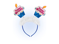 Opaska na głowę z futerkiem - babeczki urodzinowe