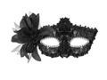 Maska karnawałowa cekinowa z kwiatem - czarna - 1 szt.