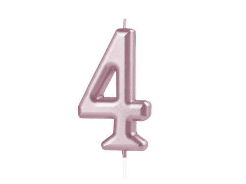 Świeczka cyferka różowe złoto - 4 - cztery