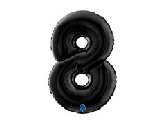 Balon foliowy cyfra 8 czarny - 26" - 1 szt.