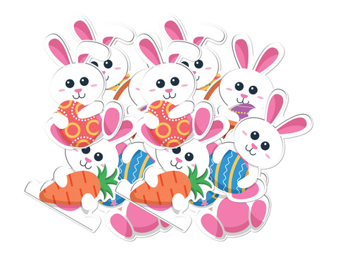 Dekoracja papierowa Zajączki - 12 szt.