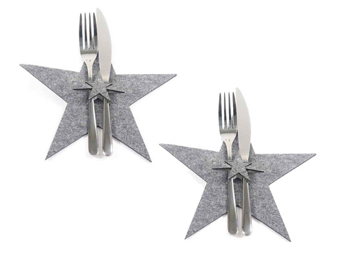 Etui na sztućce ze sztywnego filcu - Gwiazda - 2 szt.
