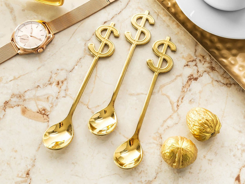 Metalowe łyżeczki bogacza złote - 3 szt.