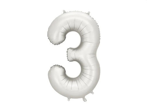 Balon foliowy srebrna cyfra 3 - 86 cm - 1 szt.