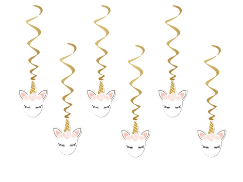 Dekoracja wisząca urodzinowa Jednorożec - 6 szt.