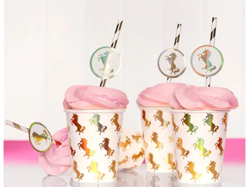 Słomki urodzinowe Złoty Jednorożec - 6 szt.