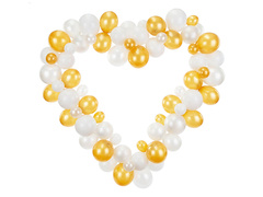 Girlanda balonowa biało-złota ze stelażem Serce - 104 elementy