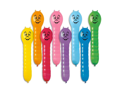 Baloniki kształty Dżdżownice z rogami mix kolorów - 100 szt