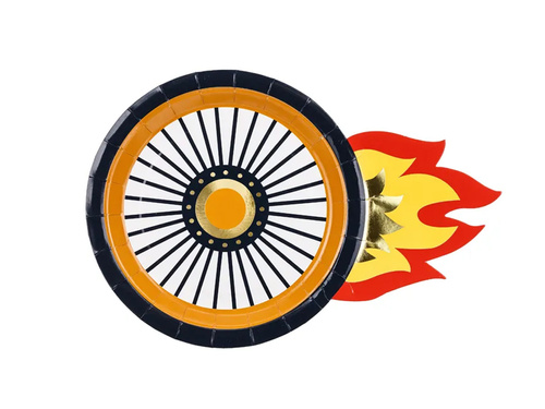 Talerzyki papierowe na urodziny Koło - 26,5 x 18 cm - 6 szt.