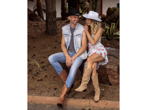 Kapelusz kowbojski z cyrkoniami biały - 1 szt.