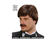 Brązowa peruka Playboy Dream Hair z wąsami