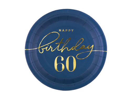 Zestaw kubeczki + serwetki + talerzyki papierowe na 60te urodziny - 22 szt.