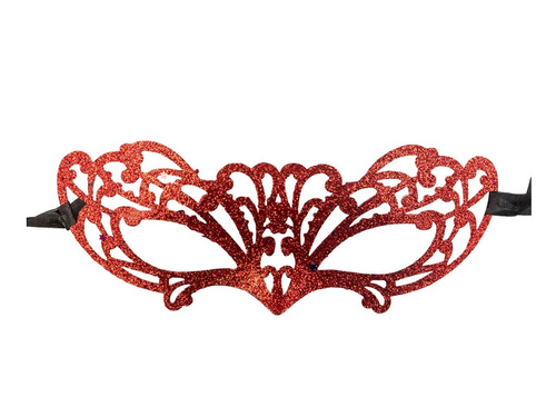 Brokatowa maska karnawałowa czerwona - 1 szt.