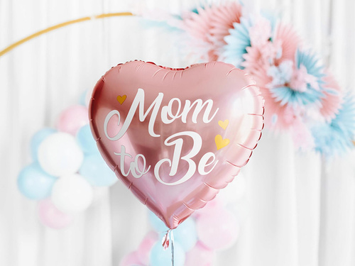Balon foliowy Mom to Be na Baby Shower różowy - 35 cm - 1 szt.