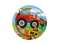 Talerzyki papierowe na urodziny Budowa - 18 cm - 8 szt.