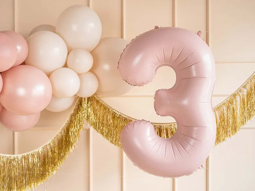 Balon foliowy jasnoróżowy cyfra 3 - 72 cm - 1 szt.
