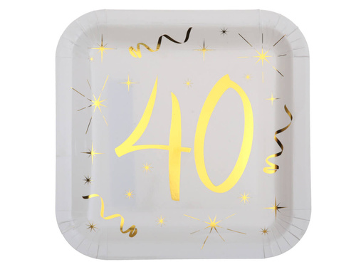 Talerzyki papierowe na czterdzieste urodziny - 23 cm - 10 szt.