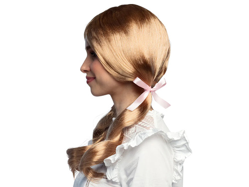 Peruka blond z kucykami i wstążkami