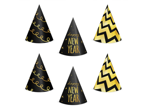 Czapeczki papierowe Happy New Year - 6 szt.