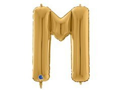 Balon foliowy złota litera M - 66 cm - 1 szt.