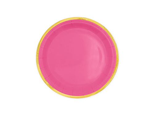 Zestaw kubeczki + serwetki + talerzyki papierowe różowe ze złotym brzegiem - 22 szt.